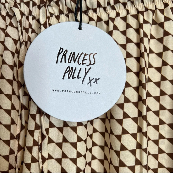 Princess Polly Brown & Cream Checkered Pull on Pants. Size 8. NWT. - Picture 5 of 11